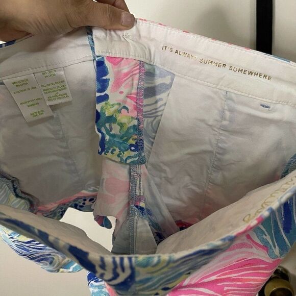 LILLY PULITZER Stretch Twill Buttercup 5inch Shorts "BEACH PLEASE" Size 00 - Picture 6 of 7
